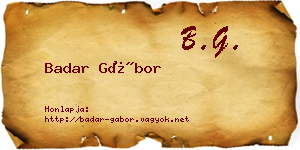 Badar Gábor névjegykártya